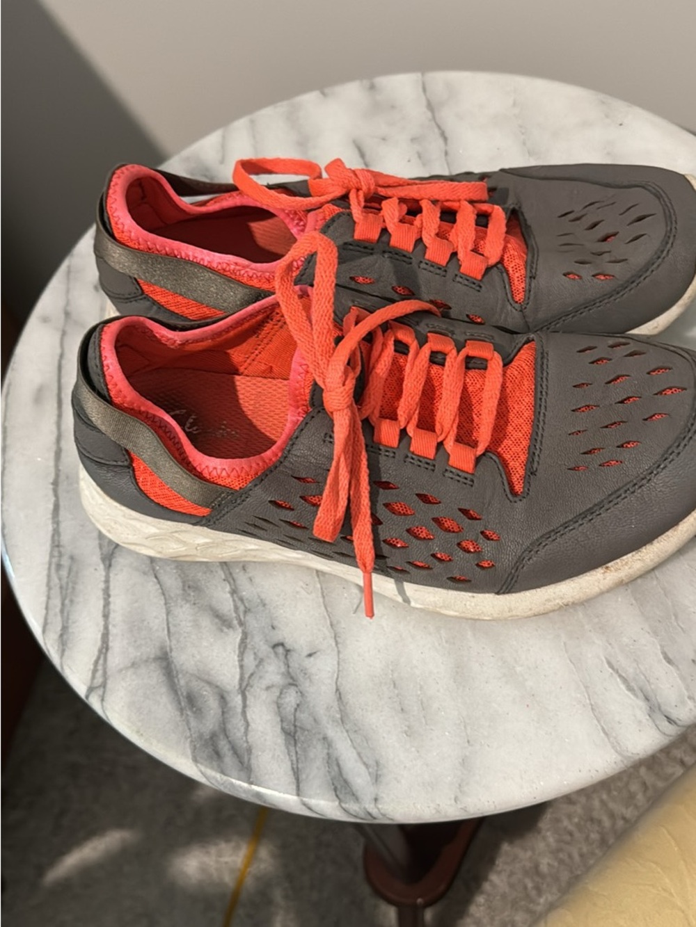 Clarks Gray and Coral Athletic Sneakers